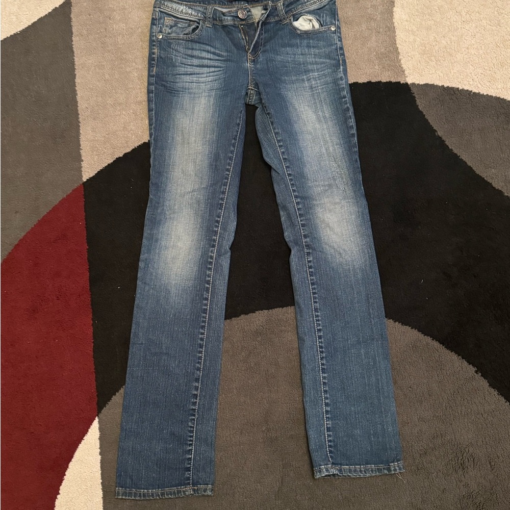 Vigold Blue Straight Leg Jeans with Subtle Fading